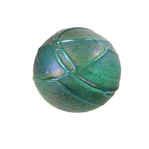 OBG Iridescent Hand Blown Art Glass Paperweight Signed